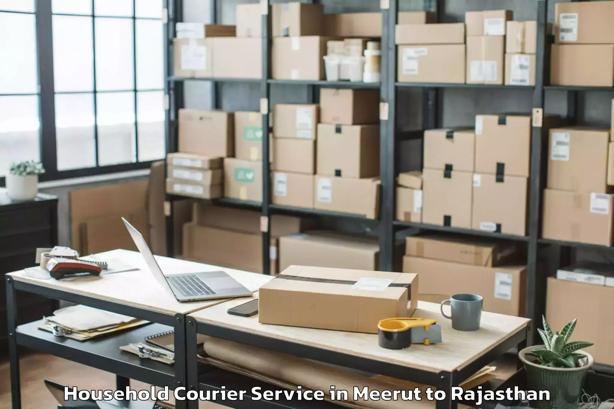 Easy Meerut to Tonk Household Courier Booking